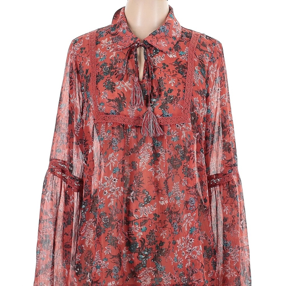 Knox Rose Pink Long Sleeve Tie Front Blouse